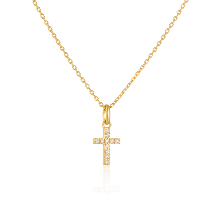Dainty Minimal Waterproof Cubic Zirconia Cross Necklace
