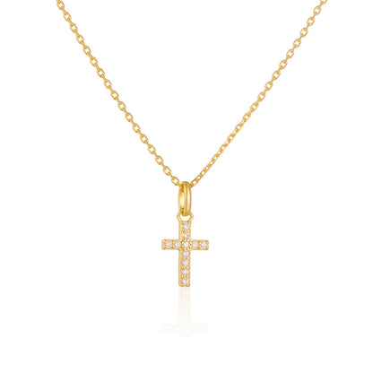 Dainty Minimal Waterproof Cubic Zirconia Cross Necklace