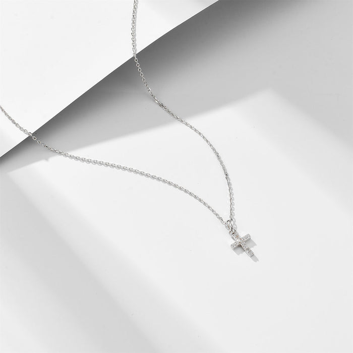 Dainty Minimal Waterproof Cubic Zirconia Cross Necklace