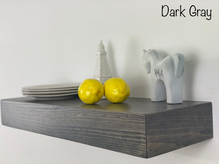 Dark Gray Floating Shelf with Wine Glass Hangers
