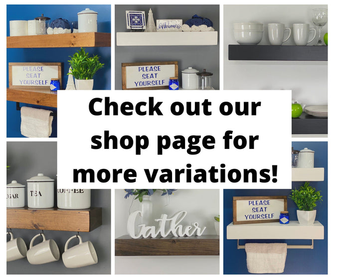 Floating Shelf with Coffee Mug Hooks | Stained