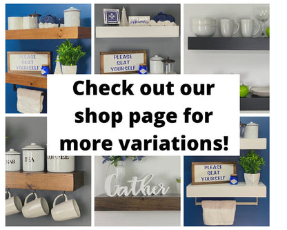 Floating Shelf with Coffee Mug Hooks | Stained