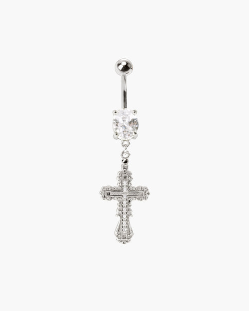 Everette Cross Belly Ring in Silver