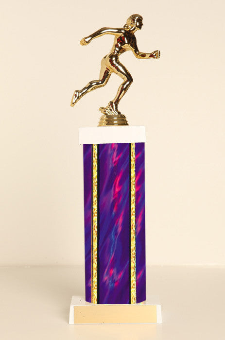 Female Track Runner Square Column Trophy