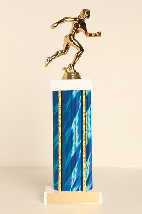 Female Track Runner Square Column Trophy