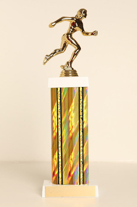 Female Track Runner Square Column Trophy