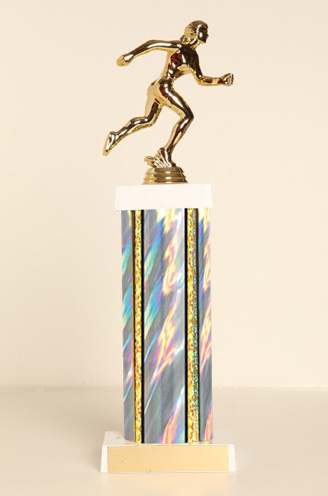 Female Track Runner Square Column Trophy