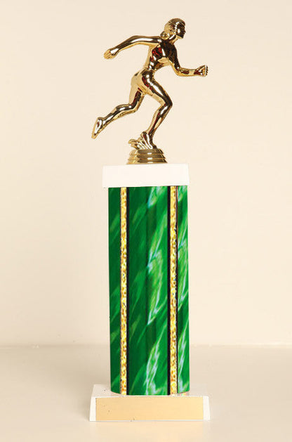 Female Track Runner Square Column Trophy