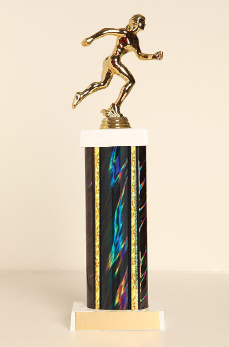 Female Track Runner Square Column Trophy