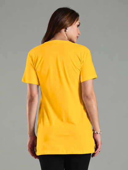 Fire yellow hosiery cotton yoga t shirt for women online