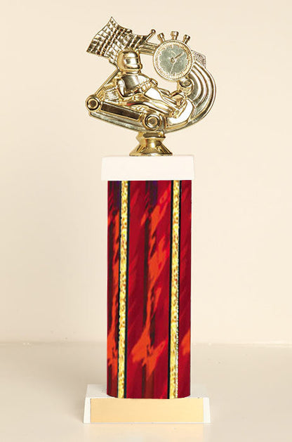 Go Kart Theme Square Column Trophy