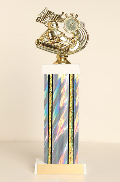 Go Kart Theme Square Column Trophy