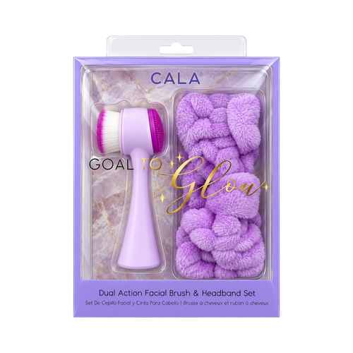 Cala Goal to Glow Dual Action Facial Brush & Headband Set 2 pcs set contents