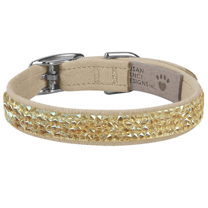 Gold Crystal Rocks 1/2" Dog Collar