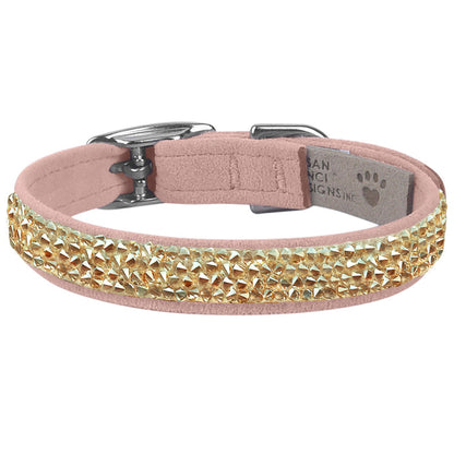Gold Crystal Rocks 1/2" Dog Collar
