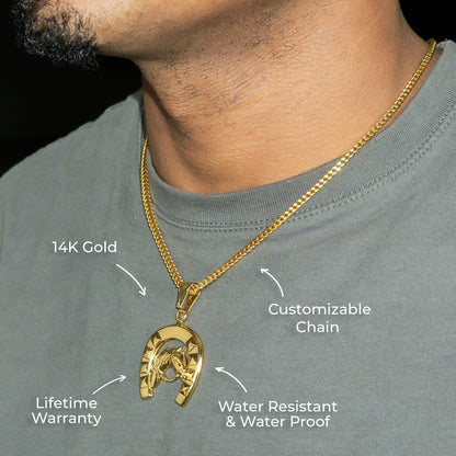 Mens Jewelry - 14K Gold Horse Shoe Necklace | Appx. 12 Grams