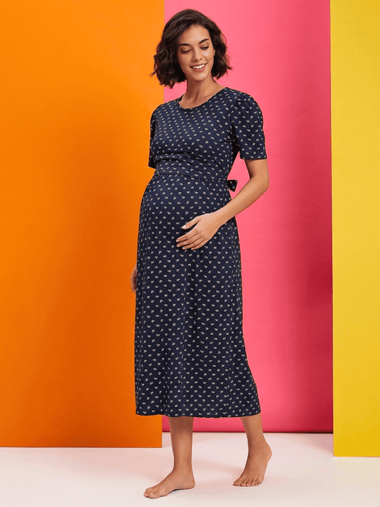 Jasmine blue floral comfy maternity nighty for women