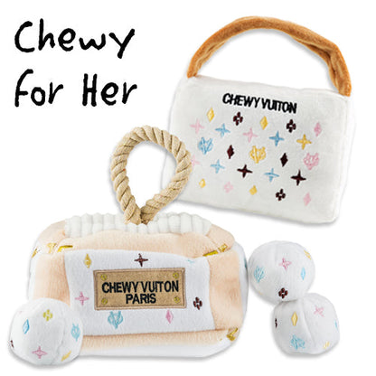 Keep Calm and Chewy Vuton Dog Toy Set