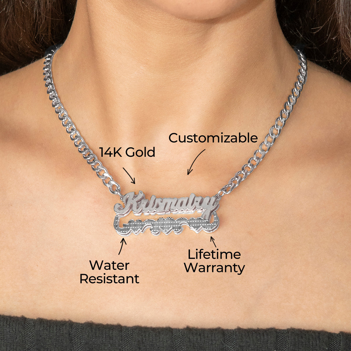 Women Jewelry - White Gold Name Necklace | Style # N11