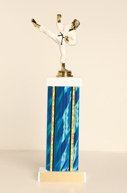 Male Karate Colored Square Column Trophy