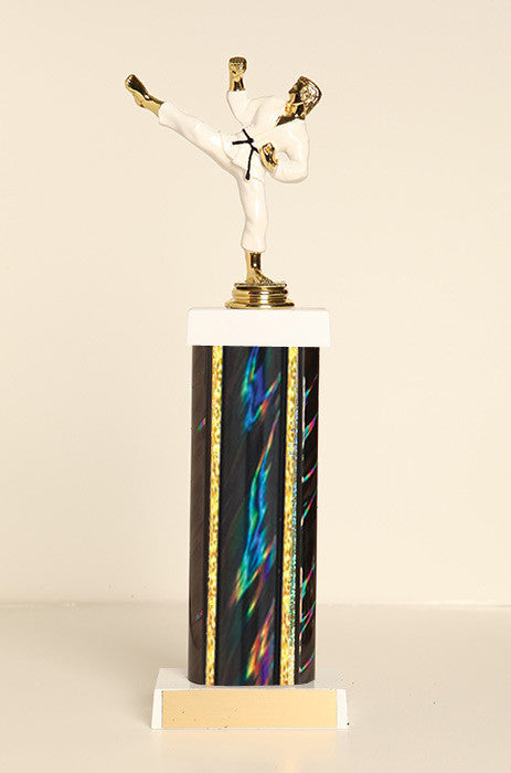 Male Karate Colored Square Column Trophy