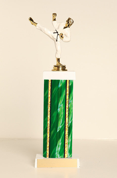 Male Karate Colored Square Column Trophy