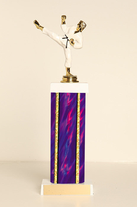 Male Karate Colored Square Column Trophy