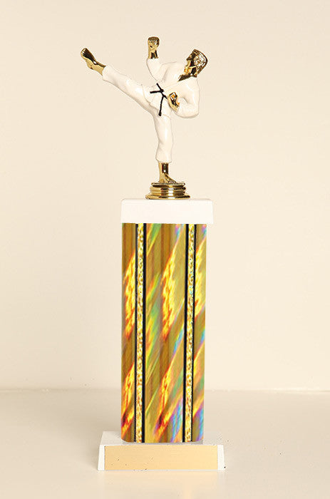Male Karate Colored Square Column Trophy