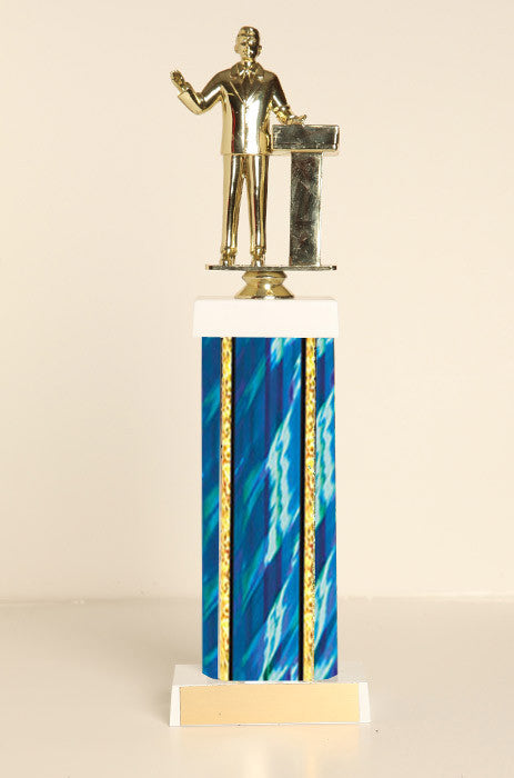 Male Public Speaker Square Column Trophy
