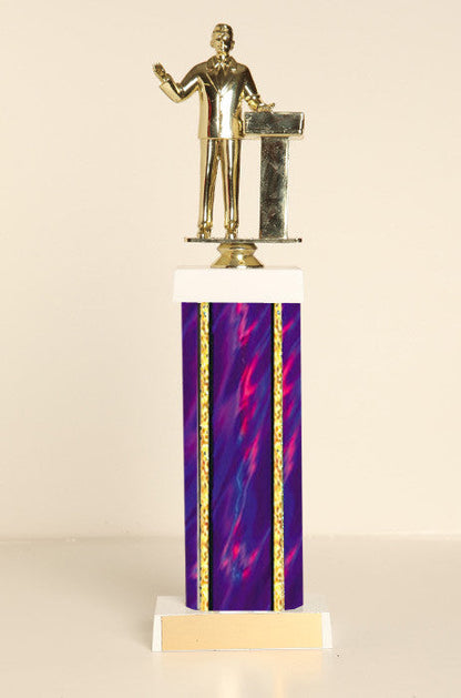 Male Public Speaker Square Column Trophy