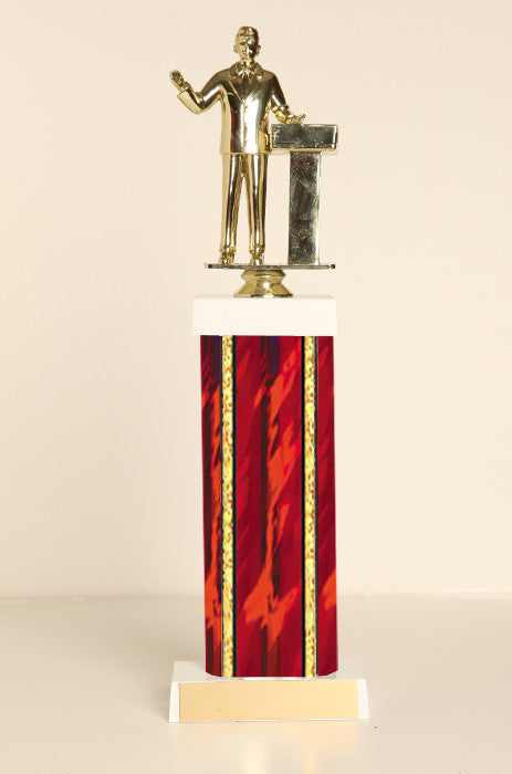 Male Public Speaker Square Column Trophy