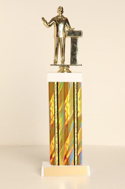 Male Public Speaker Square Column Trophy