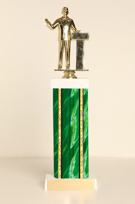 Male Public Speaker Square Column Trophy