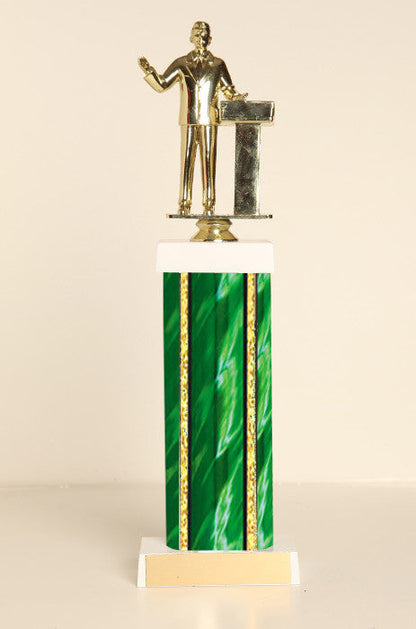 Male Public Speaker Square Column Trophy
