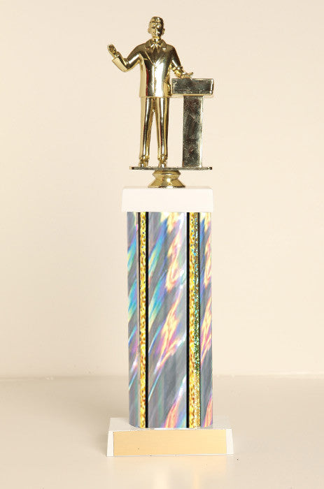 Male Public Speaker Square Column Trophy