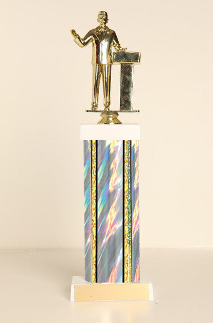 Male Public Speaker Square Column Trophy