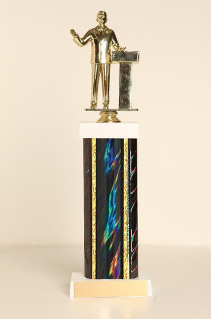 Male Public Speaker Square Column Trophy