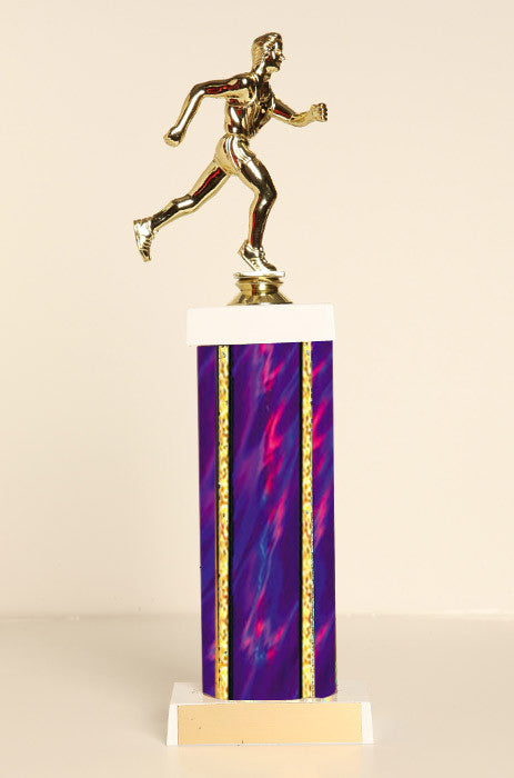 Male Track Runner Square Column Trophy