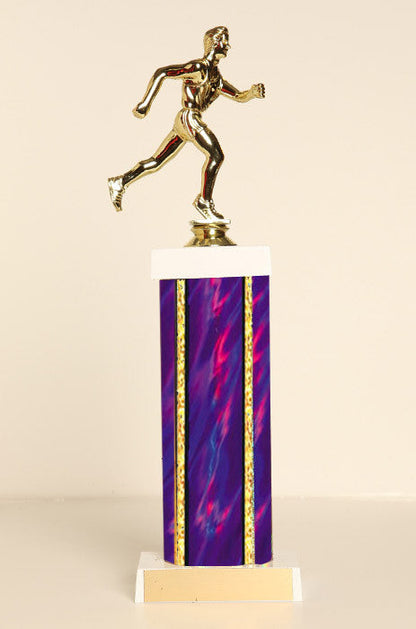 Male Track Runner Square Column Trophy