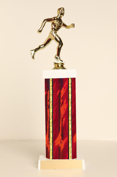 Male Track Runner Square Column Trophy
