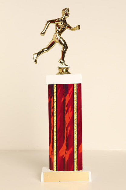 Male Track Runner Square Column Trophy