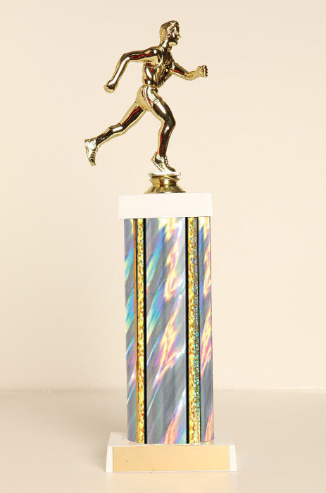 Male Track Runner Square Column Trophy