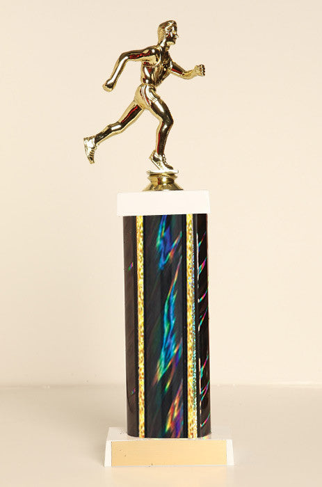 Male Track Runner Square Column Trophy