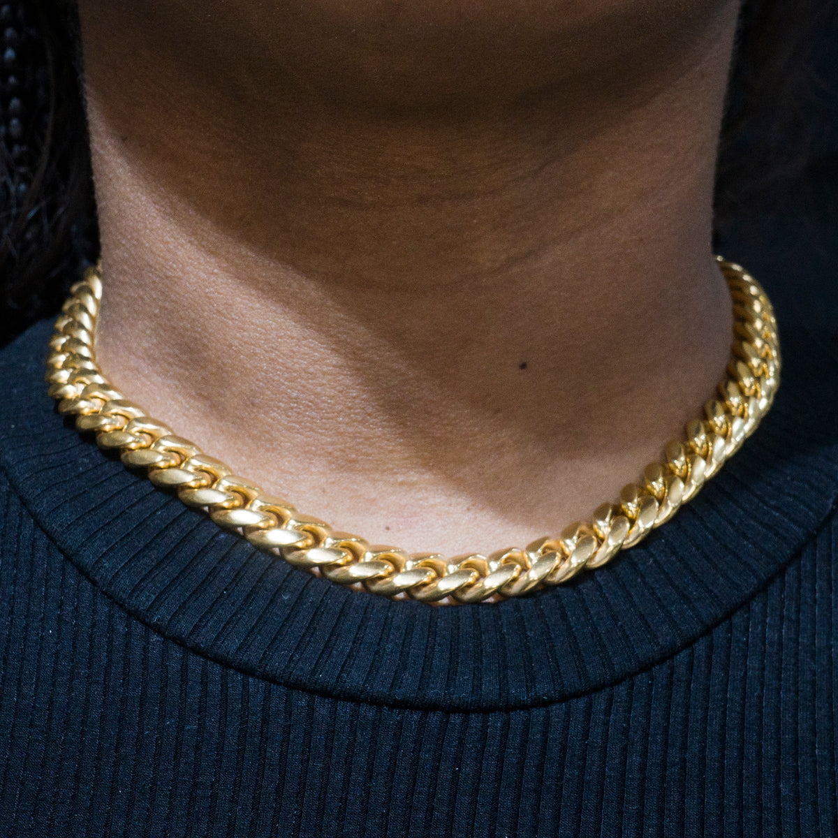 Womens Jewelry - Gold Chain Solid Miami Cuban Link