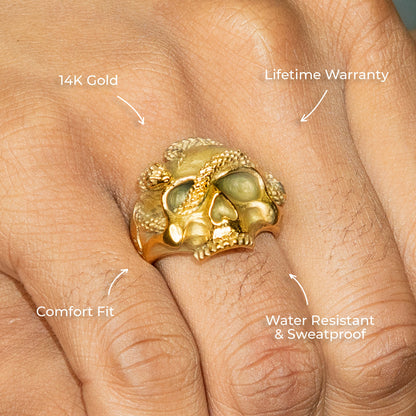 Mens Jewelry - Skull Gold Pinky Ring | 13 Grams