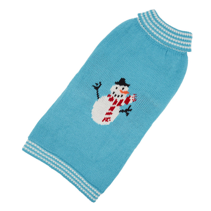 Snowman Hand Knit Dog Sweater