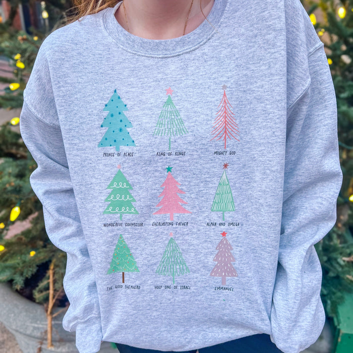 The Names Of God Christmas Trees Sweatshirt