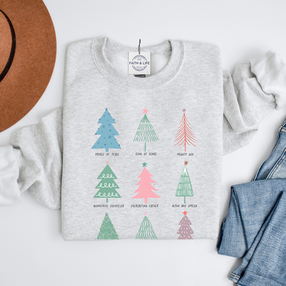 The Names Of God Christmas Trees Sweatshirt