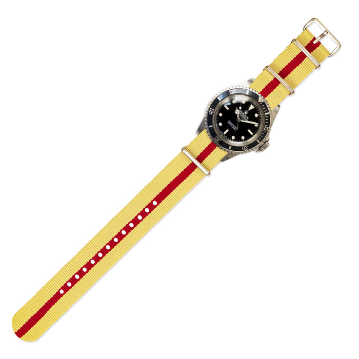 Watch Strap in Tan and Burgundy Stripe